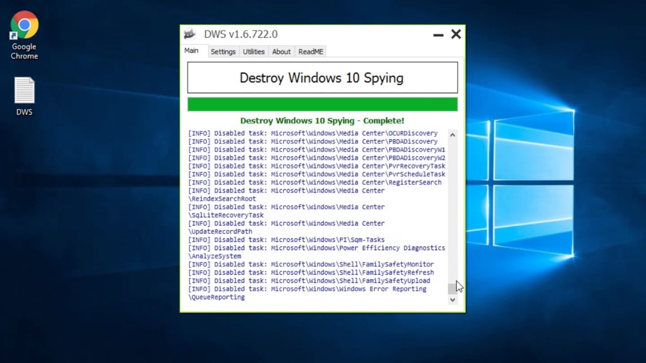 Win 10 tools. Destroy Windows spying. Destroy Windows 10 spying. DWS. W A S D.